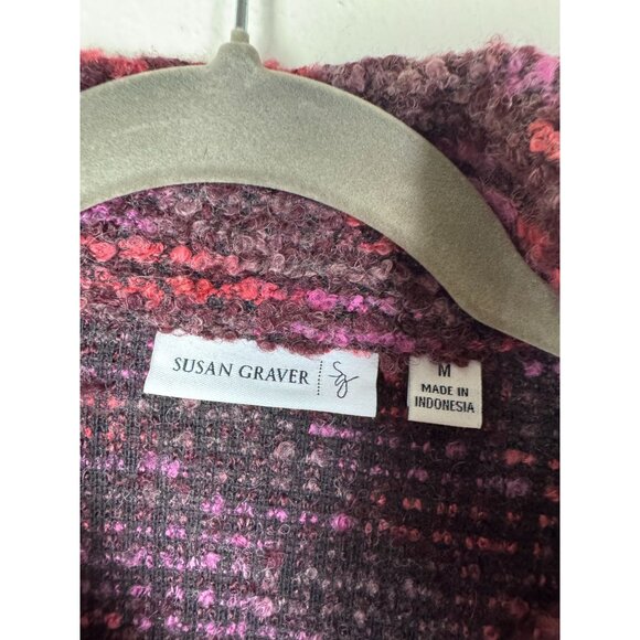 Susan Graver Womens Tweed Button Up Jacket size Medium Wool Blend Pink Purple - Picture 3 of 15